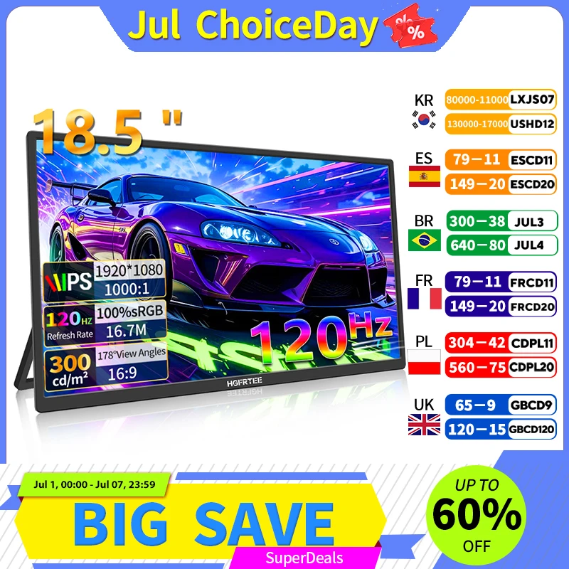 Board Game Journal - HGFRTEE Portable Monitor 18.5inch 120Hz Resolution