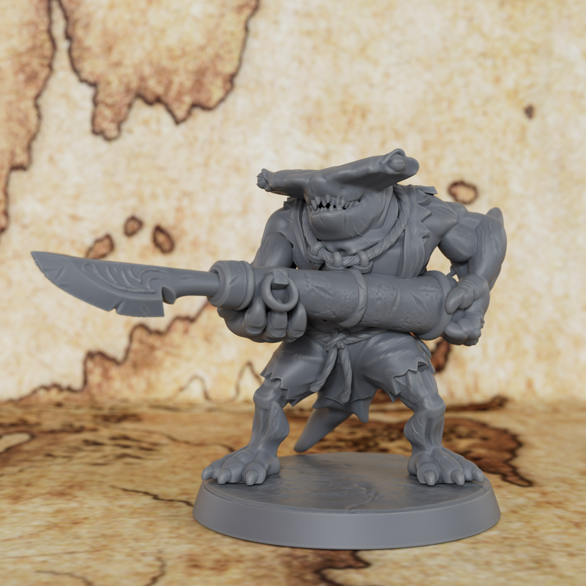 Board Game Design - TTRPG Shark with Harpoon Miniature -