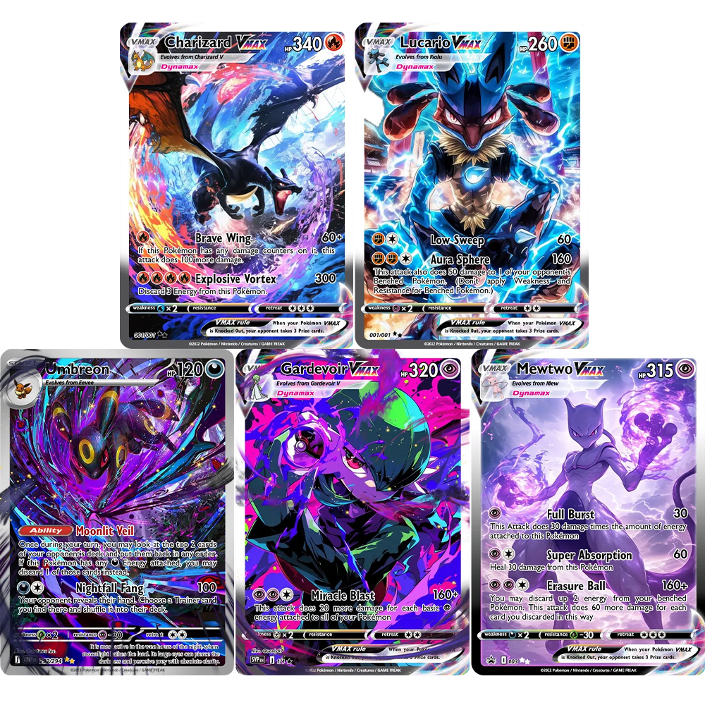 Board Game Anime - PKM Card Vmax Set Charizard/Lucario/ Mewtwo