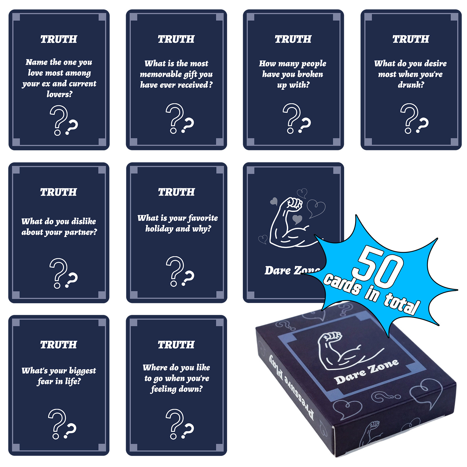 50Pcs Party Game Cards for Adu - огляд і ціна Board Game Quiz