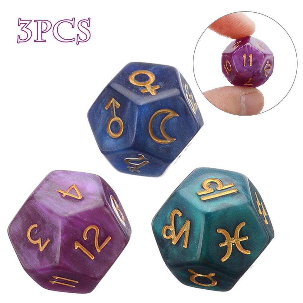 3PCS 12-Sided Dice Astrology T - огляд і ціна Board Game Template