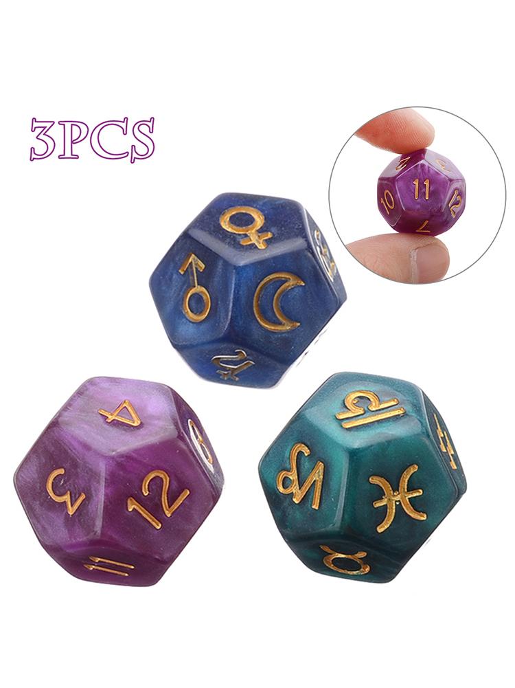 3PCS 12-Sided Dice Astrology T - огляд і ціна Board Game Template