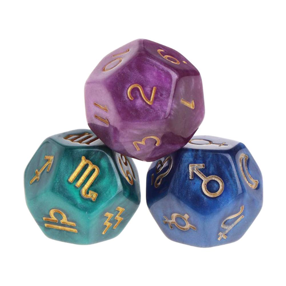 3PCS 12-Sided Dice Astrology T - огляд і ціна Board Game Template