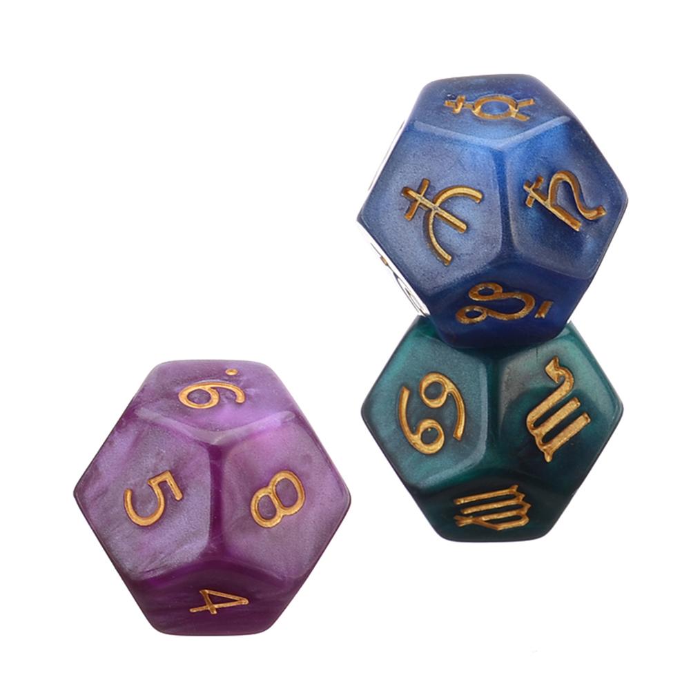 3PCS 12-Sided Dice Astrology T - огляд і ціна Board Game Template