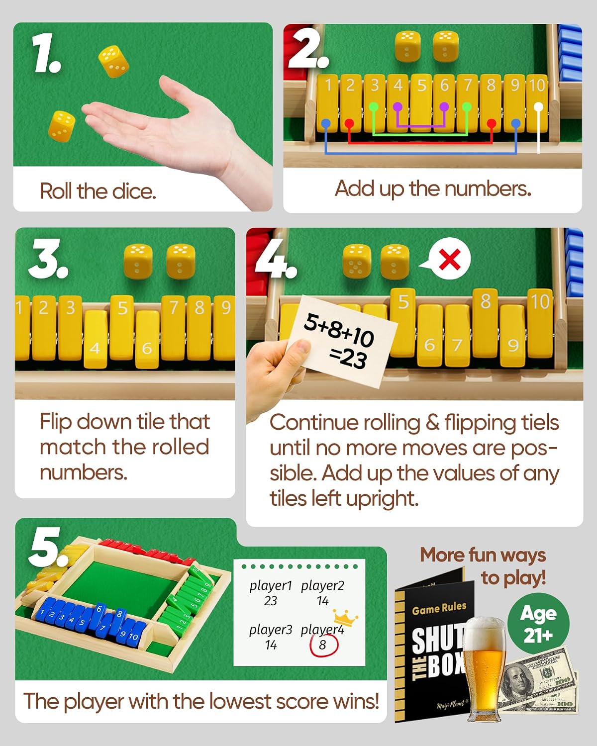 Shut The Box Game, Math Dice B - огляд і ціна Board Game Night