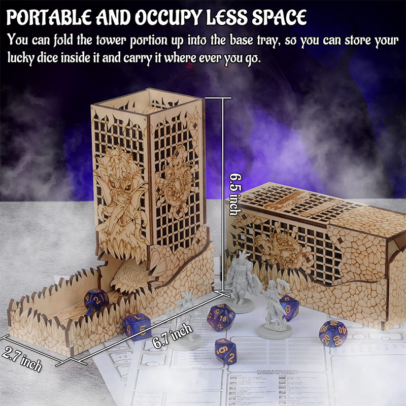 D&D Dice Tower with Tray Wood  - огляд і ціна Dice Tower Wooden