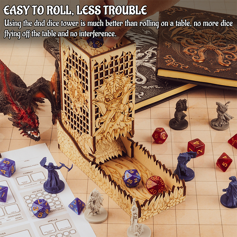 D&D Dice Tower with Tray Wood  - огляд і ціна Dice Tower Wooden