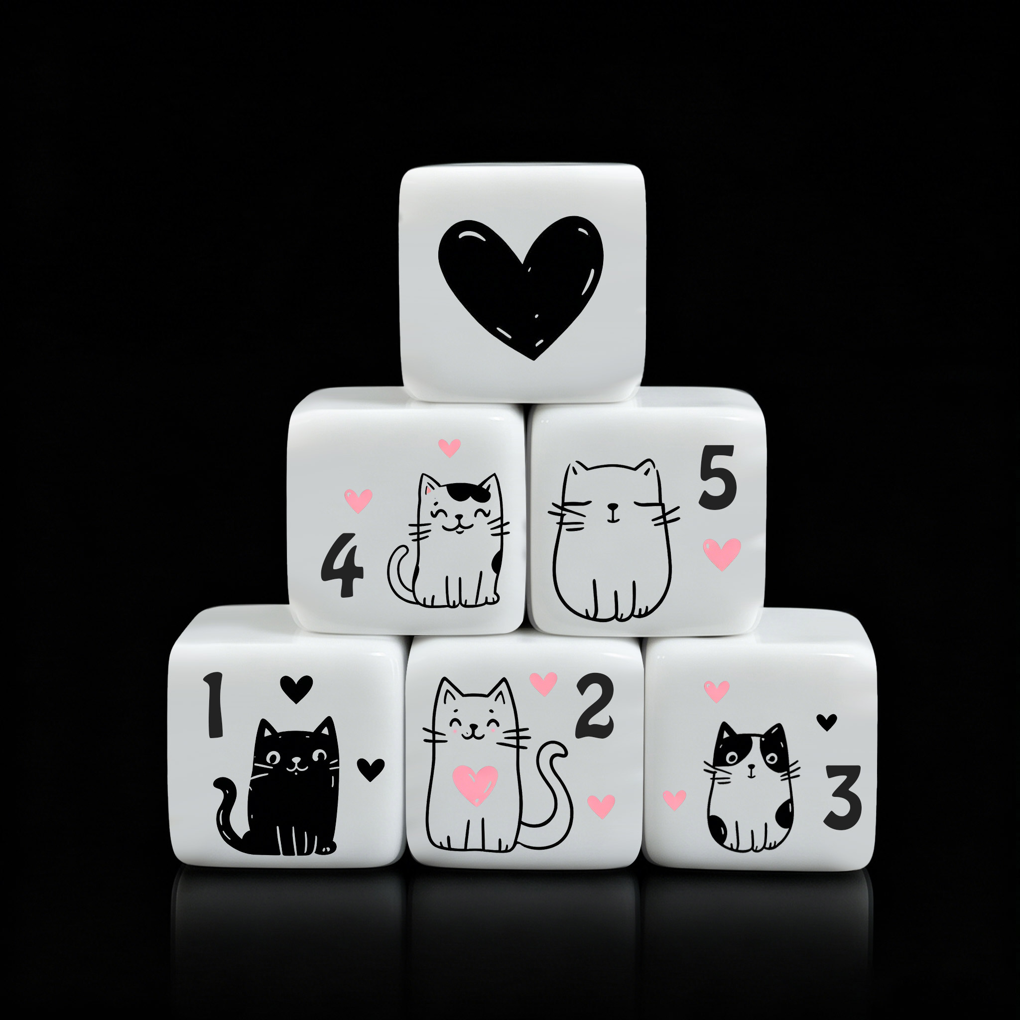 12Pcs/Set 16mm Cute Cat Dice,  - огляд і ціна Board Game Design