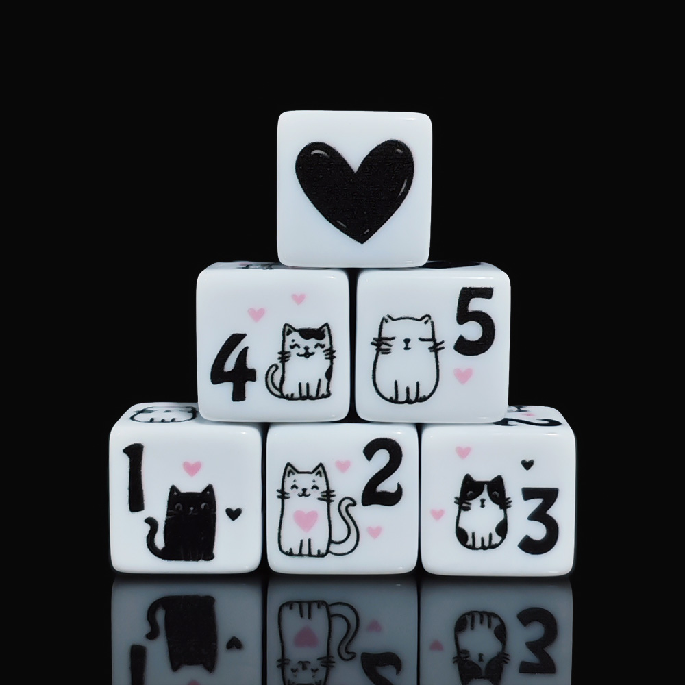 12Pcs/Set 16mm Cute Cat Dice,  - огляд і ціна Board Game Design