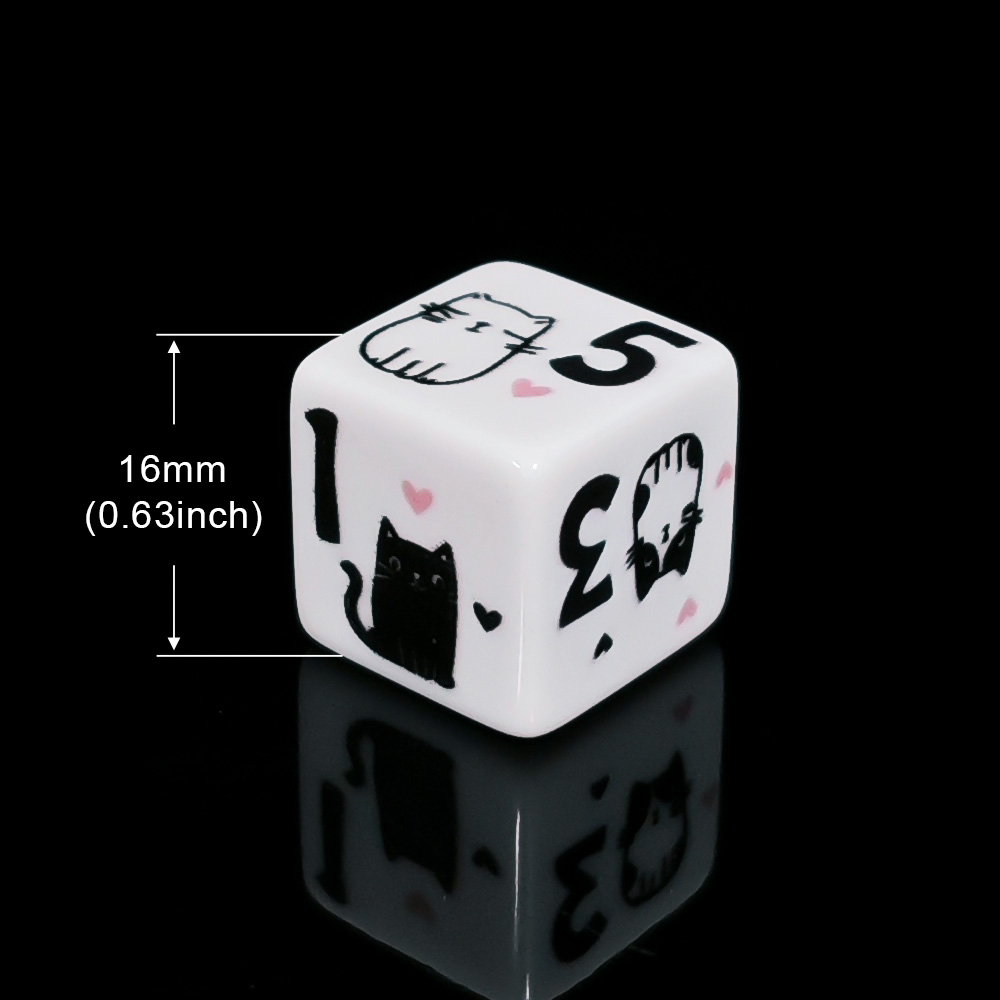 12Pcs/Set 16mm Cute Cat Dice,  - огляд і ціна Board Game Design