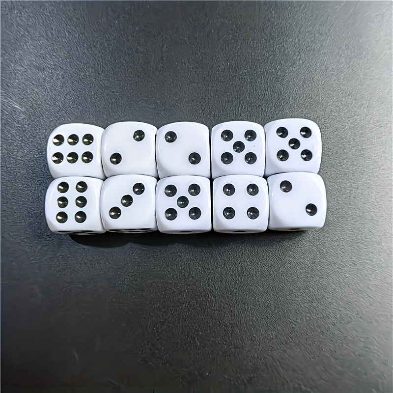 10pcs D6 Dice Set, 14mm White  - огляд і ціна Board Game Dots